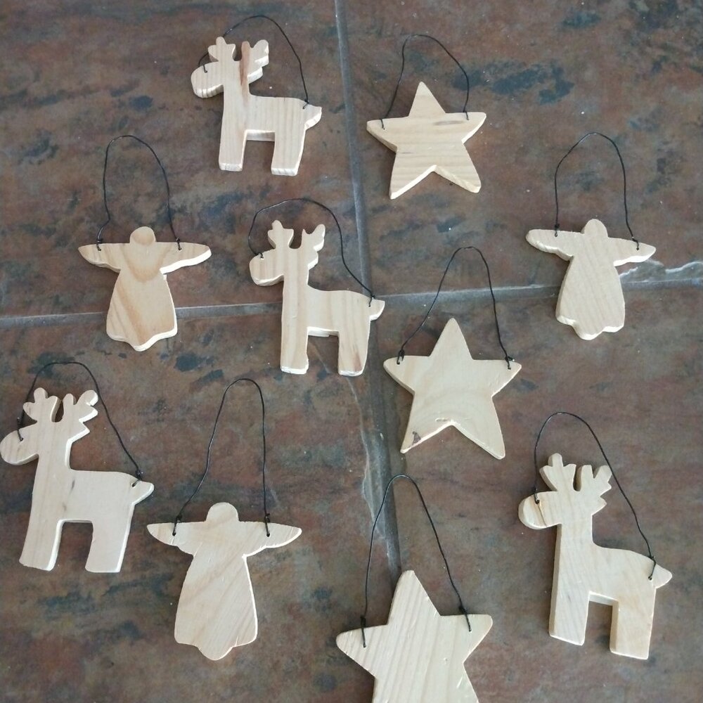 Wood and metal Chirstmas Ornaments    Brand new